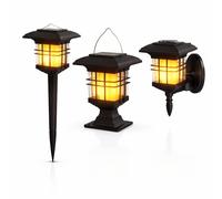 Gardenwize 3 in 1 Solar Flickering LED Lantern in Black Gardenwize Black