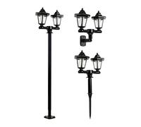 Gardenwize 3-in-1 Solar Powered Double Headlamp - Wall, Stake, or Floor Mount Outdoor Light, Eco-Friendly Solar Garden Lights with Bright LEDs, 1.5m Tall