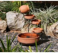 Gardenwize 4 Tier Solar Powered Garden Patio Cascading Terracotta Pot Water Feature Weatherproof Resin