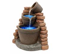 Gardenwize -Solar Powered Corner Brick Wall Water Feature with Battery Backup, Garden Fountain for Patios, Balconies, Terraces, and Outdoor Spaces (GW283)