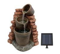 Gardenwize - Brick Wall Solar Water Feature Garden with Battery Backup | Battery Back-Up, 2W Solar Panel, 5m Cable, Ground Spike, No Mains Wiring, Outdoor Garden Use