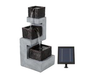 Gardenwize - Cascading Stacked Blocks Water Feature, Solar Powered Fountain with Battery Back-Up For Day/Night Use, Weather Resistant, 5m Solar Panel Cable For Garden, Terrace, Backyard, Deck, Porch