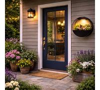 Gardenwize - Solar Pwered Warm LED Real Flower Wall Planter Decorative Stylish Indoor & Outdoor Ceiling and Wall Planter with Recharable Solar Back-up For Home,Garden (Round)