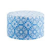 Outdoor Jacquard Blue Pouf Ottoman, none