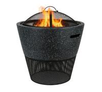 Gardenwize Mgo Round Firepit & Bbq With Log Storage 2 In 1 Outdoor Fire Bowl And Charcoal Grill