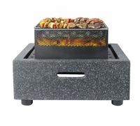 Gardenwize MGO Square Firepit BBQ - 2-in-1 Outdoor Fire Bowl with Grill