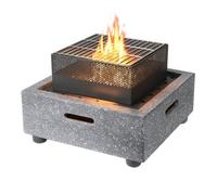 Gardenwize Mgo Square Firepit Bbq Modern Outdoor Fire Pit With Charcoal Grill Weather Resistant Patio Garden Heater