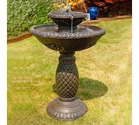 Gardenwize Outdoor Garden Solar Powered Bird Bath Water Fountain With Back-Up Battery + Led Light