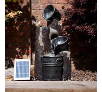 Gardenwize Outdoor Garden Solar Powered Triple Cascading Woodland Water Feature + Led Light & Battery Back Up