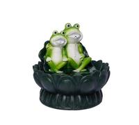 Gardenwize Outdoor Garden Two Frogs On A Lily Pad Water Feature Fountain + Battery Back Up