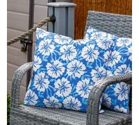 Gardenwize Pack of 2 Outdoor Scatter Cushions - Blue Hawaiian Design Garden Furniture Cushions, Weather Resistant Decorative Pillows, Includes 2 Covers & 2 Cushion Inserts