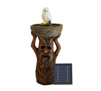Gardenwize Owl Bird Bath Solar Water Feature With Battery Backup