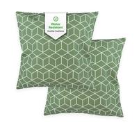 Gardenwize Pair Of Outdoor Garden Sofa Chair Furniture Scatter Cushions- Green Cube