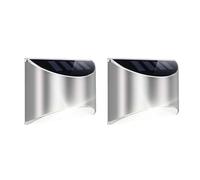 Gardenwize Pack of 2 Lucent Solar Fence Lights Outdoor Garden in Silver Gardenwize Silver