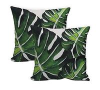 Gardenwize Pack of 2 Outdoor Scatter Cushions - Banana Leaf Design Garden Furniture Cushions, Weather Resistant Decorative Pillows, Includes 2 Covers & 2 Cushion Inserts