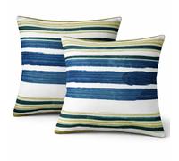 Gardenwize Pack of 2 Outdoor Scatter Cushions - Painted Stripe Design Garden Furniture Cushions, Weather Resistant Decorative Pillows, Includes 2 Covers & 2 Cushion Inserts