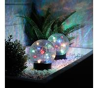 Gardenwize - Pack of 2 Solar Powered Crackle Ball Lights | 10 LED Multi-Coloured Bulbs | 12cm Diamater | Recharable Solar Battery, Automatic Light-Up | No Running Costs GW497