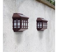 Gardenwize Pack Of 2 Solar Powered Flaming Lantern Effect Garden Wall Lights