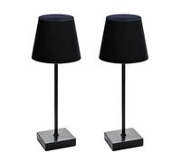 Gardenwize - Pack of 2 Solar Table Lamps, Indoor/Outdoor Solar Garden Lamps | Black Colour, Warm White LED, 3 Brightness Levels, USB Charging, Rechargeable Batteries, Cordless Design, 26cm Height