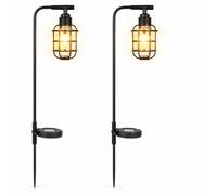 Gardenwize Pack of 2 Solar Timeless Lantern Stake Lights in Black Gardenwize Black