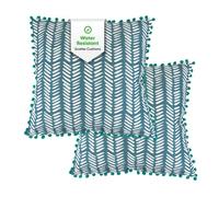 Pair of Teal Fern Scatter Cushions, none