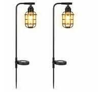 Gardenwize Pack of 2 Timeless Lantern Solar Stake Lights Vintage Caged LED Pathway Lights