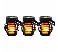 Gardenwize Pack of 3 Solar Powered Flame Effect Hanging Mini Lanterns - IP44 Waterproof Outdoor Garden Décor Lights, Warm Flickering LED, Decorative Hanging Lanterns (GW433)