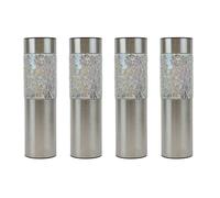 Gardenwize - Pack of 4 Mosaic Solar Stake Lights, Outdoor Solar Garden LEDs | Warm White LED, IP44 Rated, Automatic Dusk Activation, No Mains Wiring, Rechargeable Battery, 4 Ground Spikes Included