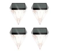 Gardenwize Pack Of 4 Solar Diamond Fence Lights Warm White