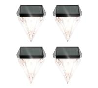 Gardenwize Pack of 4 Solar Diamond Fence Lights Warm White in Clear Gardenwize Clear
