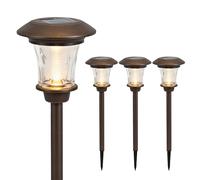 Gardenwize - Pack of 4 Solar LED Metal Stake Lights - Outdoor Pathway Illumination for Garden, Patio, Decking, Borders, Camping, Pond or Memorial Use, Auto Dusk-to-Dawn, No Wiring