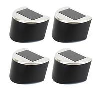 Gardenwize Pack of 4 Solar Powered Garden Fence Lights - Warm White LED, Waterproof Outdoor Wall Lights with ON/Off Switch, Patio, Decking, Pathway & Driveway Lighting