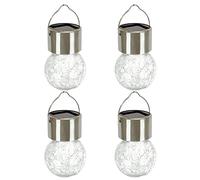 Gardenwize - Pack of 4 Solar-Powered Hanging Crackle Ball Lights - Eco-Friendly, Low Maintenance - 6cm Diameter Each Ball Lights