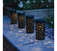 Streetwize Pack Of 4 Solar Stake Light Moon & Stars, Black
