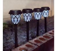 Gardenwize Pack Of 4 Solar Powered Pathway Stake Lights Eco Friendly No Running Costs Decorative Garden Lights