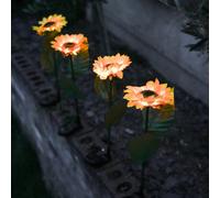 Gardenwize Pack Of 4 Solar Powered Sunflower Stake Lights Garden Pathway Walkway Lighting