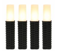 Gardenwize Pack of 4 Solar Rattan Finished Stake Lights Outdoor in Black Gardenwize Black