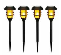 Gardenwize Pack of 4 Solar Flaming LED Stake Lights - Outdoor Pathway Illumination for Garden, Patio, Decking, Borders, Camping, Pond or Memorial Use, Auto Dusk-to-Dawn, No Wiring