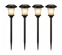 Gardenwize - Pack of 4 Solar LED Metal Stake Lights - Outdoor Pathway Illumination for Garden, Patio, Decking, Borders, Camping, Pond or Memorial Use, Auto Dusk-to-Dawn, No Wiring