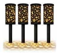 Streetwize Pack Of 4 Solar Stake Light Moon & Stars, Black