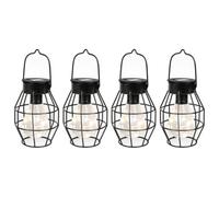 Gardenwize Pack Of 4 Timeless Caged Mini Lantern Solar Lights Vintage Style Warm White Hanging Lanterns