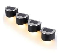 Gardenwize Pack of 4 Solar Powered Garden Fence Lights - Warm White LED, Waterproof Outdoor Wall Lights with ON/Off Switch, Patio, Decking, Pathway & Driveway Lighting