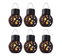 Gardenwize - Pack of 6 Garden Solar Lights, Hanging Solar Garden Lights | Dancing Flame Effect, Automatic Dusk Lighting, Individual Solar Panel Per Lantern, Warm Amber Glow, No Mains Wiring