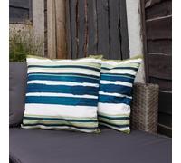 Gardenwize Pack of 2 Outdoor Scatter Cushions - Painted Stripe Design Garden Furniture Cushions, Weather Resistant Decorative Pillows, Includes 2 Covers & 2 Cushion Inserts