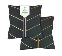 Outdoor Pair of Gold Palm Scatter Cushions, none