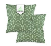 Gardenwize Pair Of Outdoor Garden Sofa Chair Furniture Scatter Cushions- Green Cube