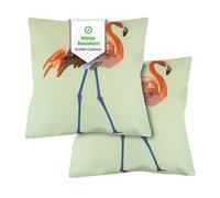 Gardenwize Pair Of Outdoor Garden Sofa Chair Furniture Scatter Cushions- Solo Flamingo
