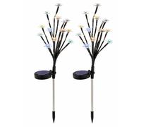 Gardenwize Set of 2 Solar Flower Tree Stake Lights with 16 Multi Colour LEDs Gardenwize Multicolor