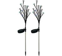 Gardenwize - Set of 2 Solar Powered Flower Tree Stake Lights, 68cm Tall - Multicoloured LED Lights - No Running Costs, Back up...