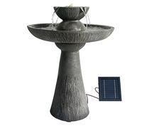 Gardenwize Solar 2 Tier Bird Bath Fountain with LED Lights & Battery Backup in Grey Gardenwize Grey